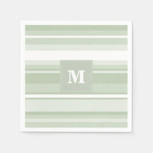 Monogram bleke groene strepen servetten