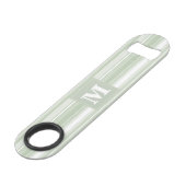 Monogram bleke groene strepen speed flessenopener (Voorkant Gekanteld)