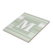 Monogram bleke groene strepen tegeltje (Zijkant)