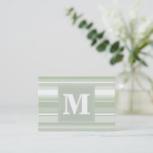 Monogram bleke groene strepen visitekaartje (Staand voorkant)