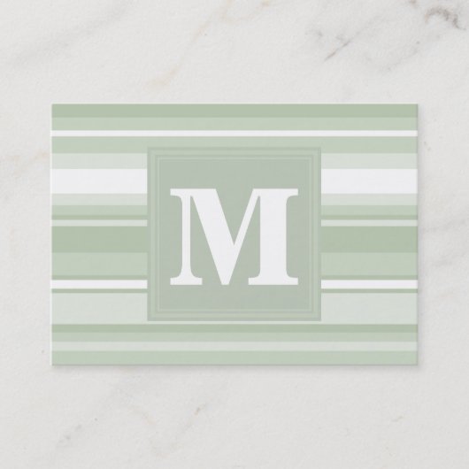 Monogram bleke groene strepen visitekaartje (Voorkant)