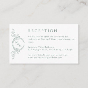 Monogram Bleke Groene Waterverf Buwontvangst Informatiekaartje