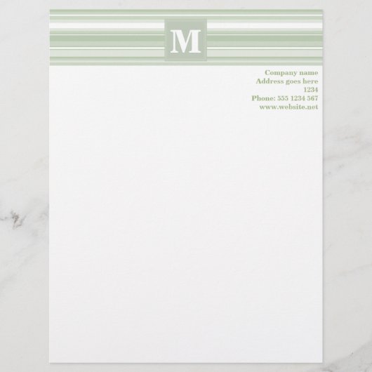 Monogram bleke strepen letterhead briefhoofd sjabloon (Voorkant)