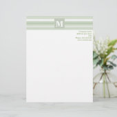 Monogram bleke strepen letterhead briefhoofd sjabloon (Staand voorkant)