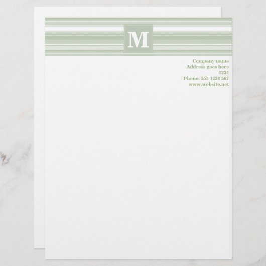 Monogram bleke strepen letterhead briefhoofd sjabloon (Voorkant / Achterkant)
