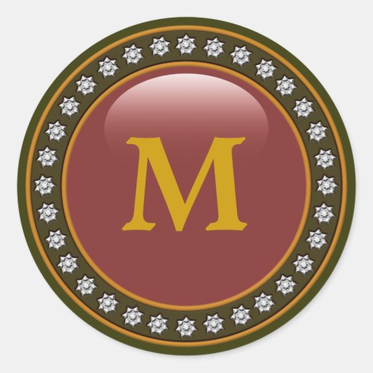 Monogram Bling Bling Ronde Sticker (Voorkant)