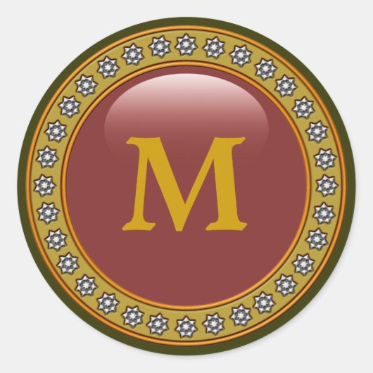 Monogram Bling Bling Ronde Sticker (Voorkant)
