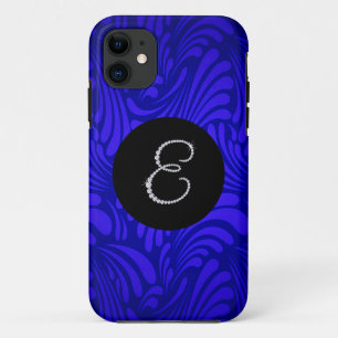 Monogram Bling Letter E Blauwe Draaikolk Achtergro Case-Mate iPhone Case