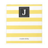 Monogram Blocnote Gele Stripes, zwart (Voorkant)