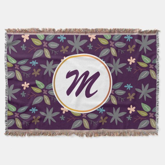 monogram bloem en bladeren deken (Voorkant)