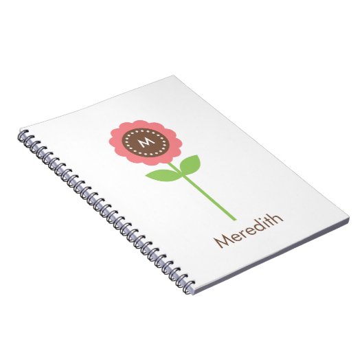 Monogram Bloem Gepersonaliseerd Notitieboek (Rechterzijde)