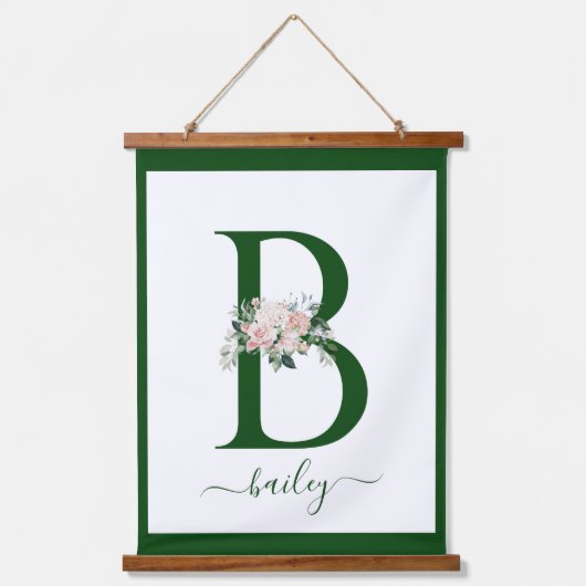 Monogram Bloem Letter B Hangend Wandkleed (Voorkant)