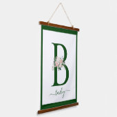Monogram Bloem Letter B Hangend Wandkleed (Gebogen)