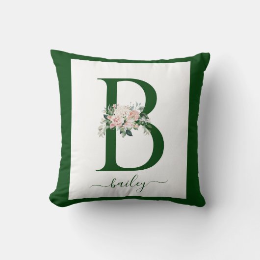 Monogram Bloem Letter B Kussen (Voorkant)