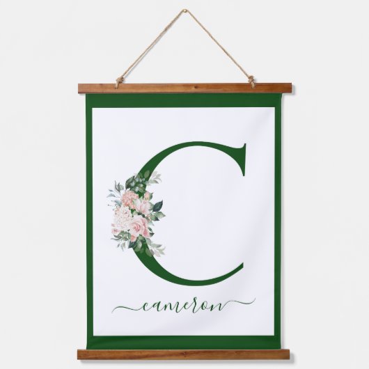 Monogram Bloem Letter C Hangend Wandkleed (Voorkant)
