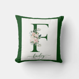 Monogram Bloem Letter F Kussen