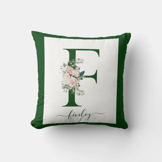 Monogram Bloem Letter F Kussen (Voorkant)