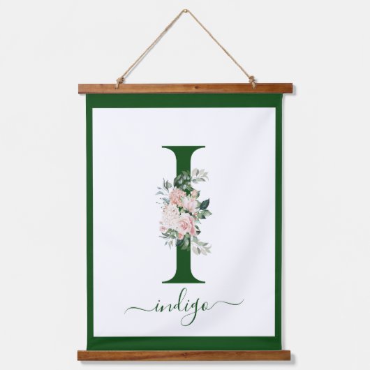 Monogram Bloem Letter I Hangend Wandkleed (Voorkant)