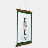 Monogram Bloem Letter I Hangend Wandkleed (Gebogen)