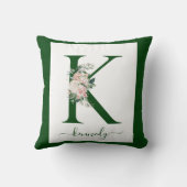 Monogram Bloem Letter K Kussen (Achterkant)