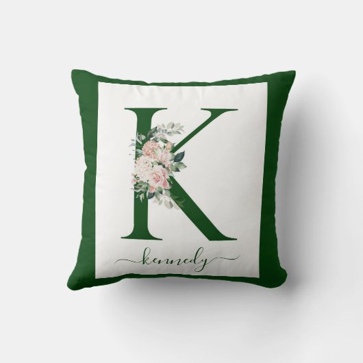 Monogram Bloem Letter K Kussen (Achterkant)