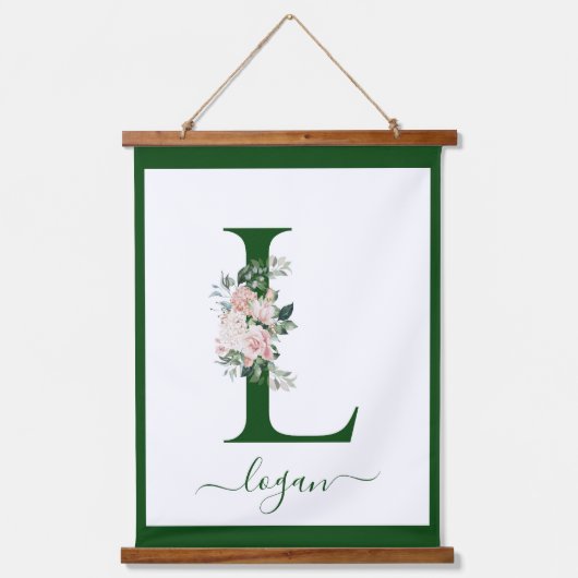 Monogram Bloem Letter L Hangend Wandkleed (Voorkant)