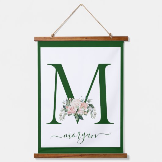Monogram Bloem Letter M Hangend Wandkleed (Voorkant)