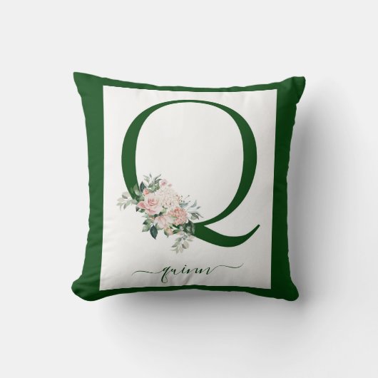 Monogram Bloem Letter Q Kussen (Voorkant)