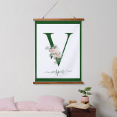 Monogram Bloem Letter V Hangend Wandkleed (Slaapkamer)