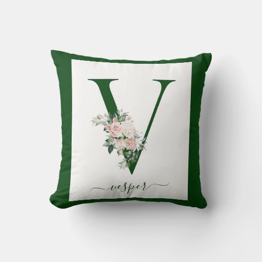Monogram Bloem Letter V Kussen (Voorkant)