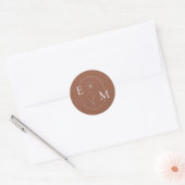 Monogram Bloem Minimalistische Trouwsticker Ronde Sticker (Envelop)