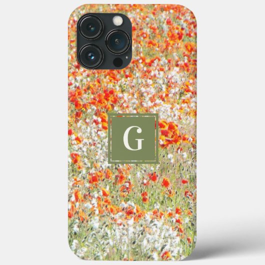 Monogram Bloem Moderne Meisjesachtige Wilde Bloeme Case-Mate iPhone Case (Achterkant)