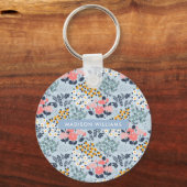 Monogram Bloem Moderne Minimale Sleutelhanger (Achterkant)