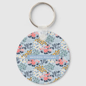 Monogram Bloem Moderne Minimale Sleutelhanger (Achterkant)