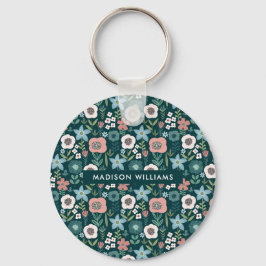 Monogram Bloem Moderne Minimale Sleutelhanger