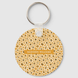 Monogram Bloem Moderne Minimale Sleutelhanger