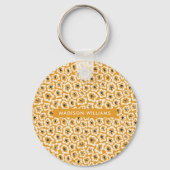 Monogram Bloem Moderne Minimale Sleutelhanger (Achterkant)