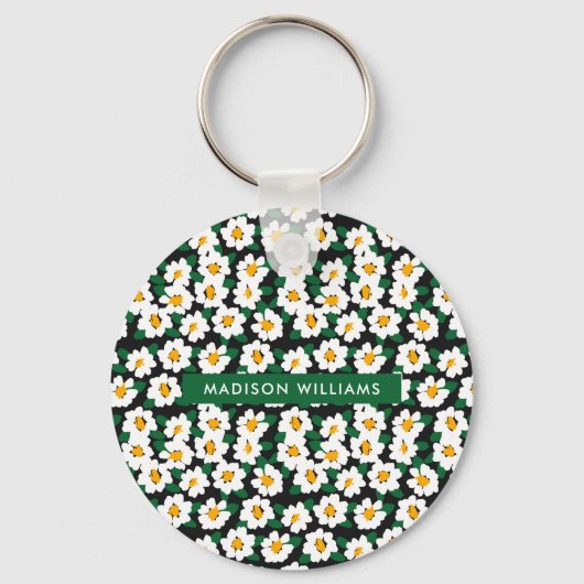 Monogram Bloem Moderne Minimalistische Sleutelhang Sleutelhanger (Voorkant)