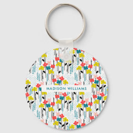 Monogram Bloem Moderne Minimalistische Sleutelhang Sleutelhanger