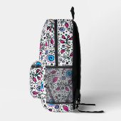Monogram Bloem Patroon blauw Werveling Bes Wit - Bedrukte Rugzak (Rechts)