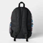 Monogram Bloem Patroon blauw Werveling Bes Wit - Bedrukte Rugzak (Achterkant)
