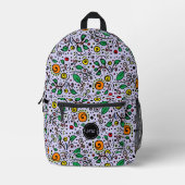 Monogram Bloem Patroon oranje Werveling Bes Lilac Bedrukte Rugzak (Voorkant)