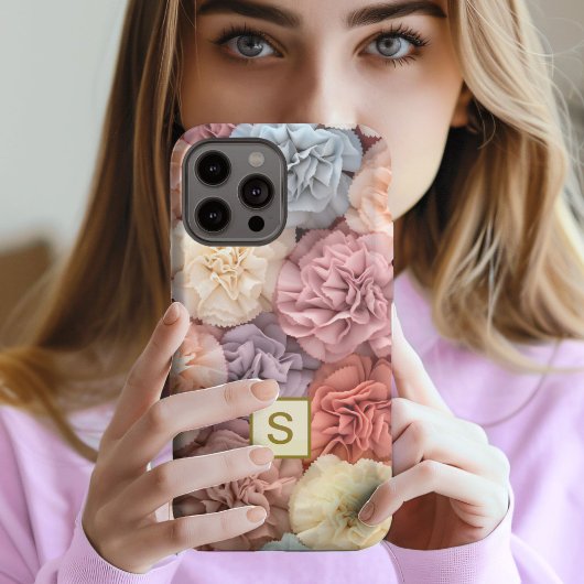 Monogram bloem roze iPhone case