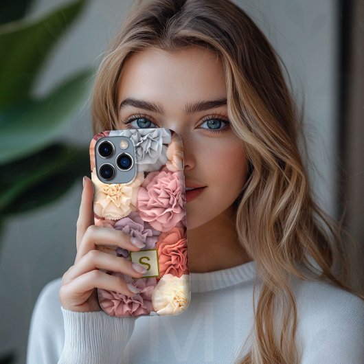 Monogram bloem roze iPhone case