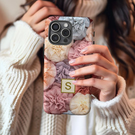 Monogram bloem roze iPhone case