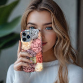 Monogram bloem roze iPhone hoes