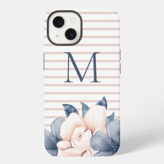 Monogram Bloem Roze iPhone Hoesje (Achterkant)