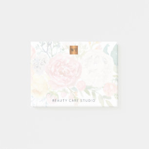 Monogram bloemboeket metallic goud koper post-it® notes