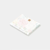 Monogram bloemboeket metallic goud koper post-it® notes (Schuin)