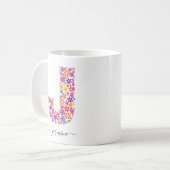 Monogram bloemen Aangepaste tekst - Floral Letter  Koffiemok (Voorkant links)